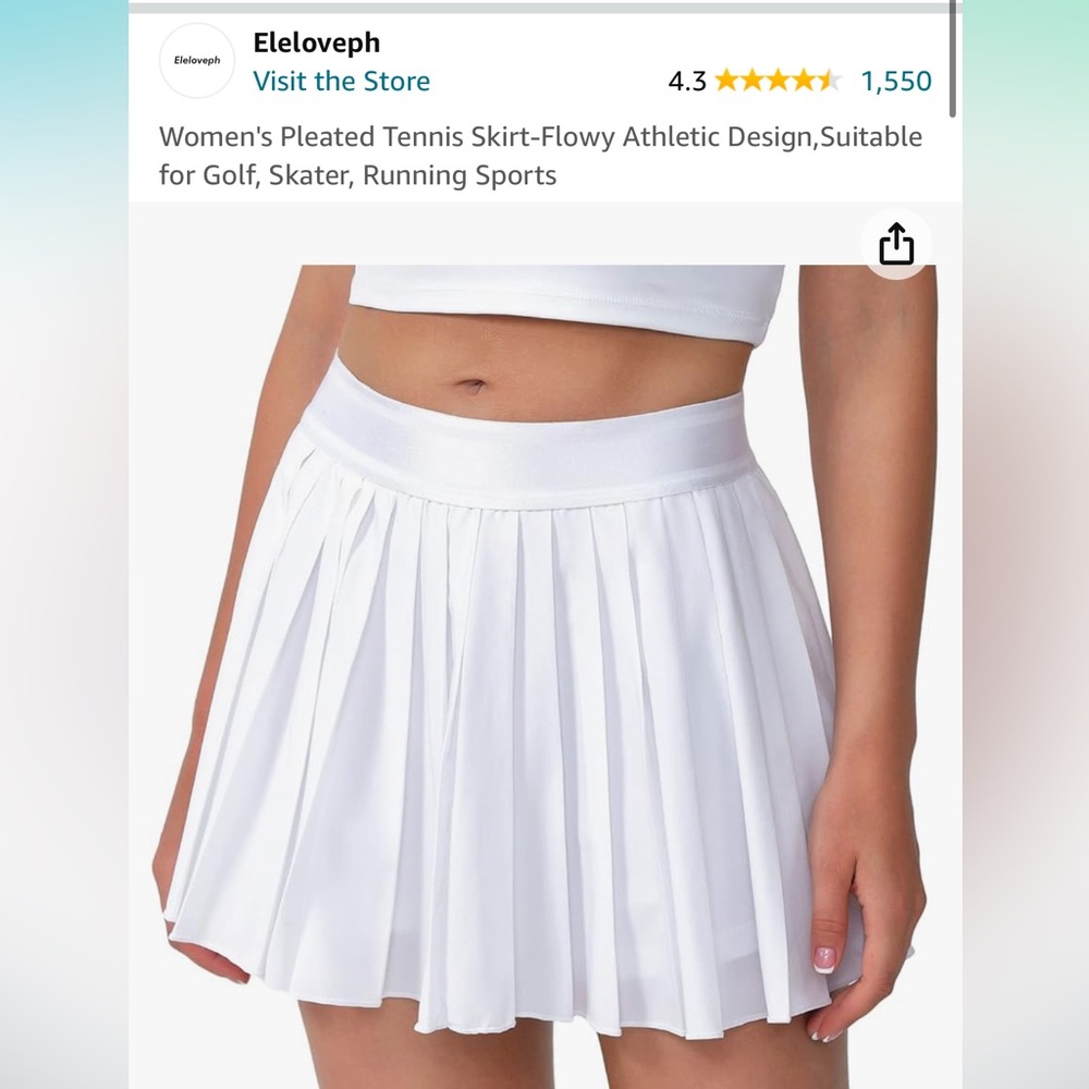 Women’s White Pleated Tennis Skirt